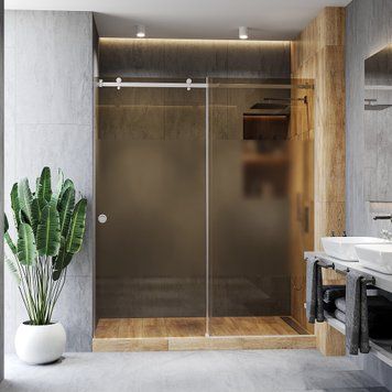 Розсувні душові двері 2000х1450 мм Скло Бронза, Інтимна зона, фурнітура white - Біла матова Model-G.0574 фото