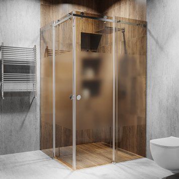 Угловая раздвижная душевая с двумя дверьми 2000х1150х1150мм. стекло: бронза, інтим зона, цвет фурнитуры: SSS - матова Model-B.5109 фото