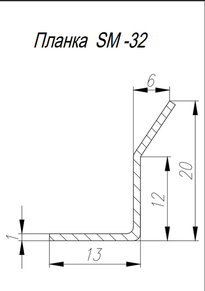 Планка відповідна на стіну довжина 2.4 м (SSS) матова нержавйка SM-32-2.4 SSS фото