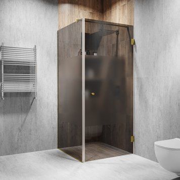 Кутова душова з розпашними дверима 2000х600х1050мм. скло: графіт, інтим зона, колір фурнітури: Gold - Золото поліроване Model-D.419 фото