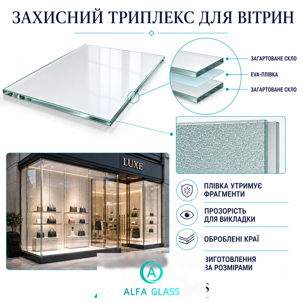 Захисний триплекс для вітрин і комерційних приміщень AG-TRIPLEX-008 фото