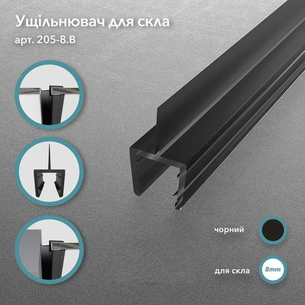 Кутова душова кабіна Model E з розпашними дверима на петлях &laquo;скло&ndash;скло&raquo; 2000&times;1200&times;1200 мм &mdash; прозоре, матоване, Black &mdash; чорна матова Model-E.5781 фото