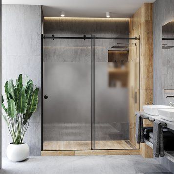Розсувні душові двері 2000х1250 мм Скло Діамант, Інтимна зона, фурнітура Black - Чорна матова Model-G.0249 фото