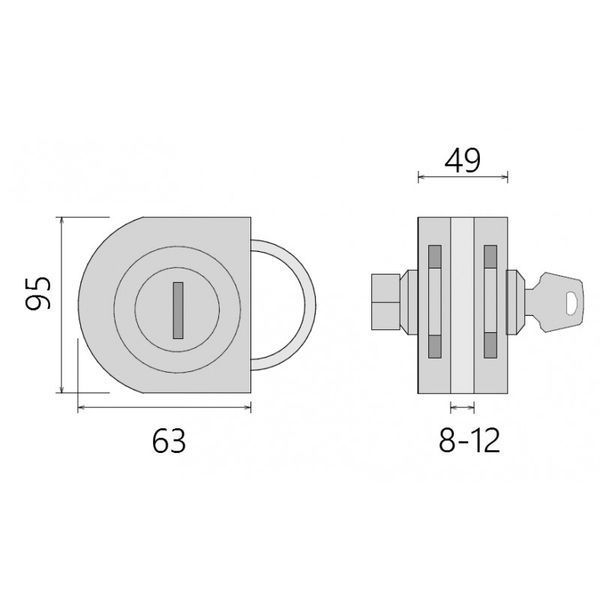 010 Black key/knob замок стекло/стекло двухсторонний на стекло с накладной без выреза,под барашек и ключ 010  Black key/knob фото