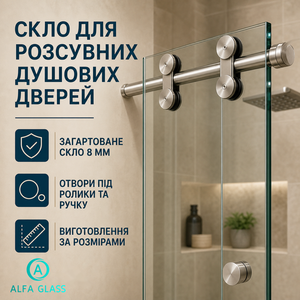 Стекло для раздвижных душевых дверей AG-GLASS-002 фото