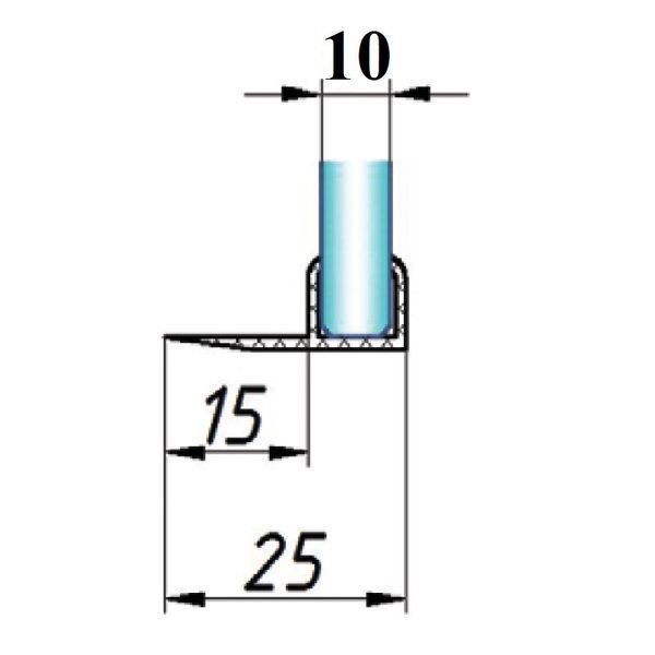 Ущільнювач 219, скло&ndash;скло, 90&deg;, для скла 4 мм, довжина 2200 мм, прозорий 219-4 фото