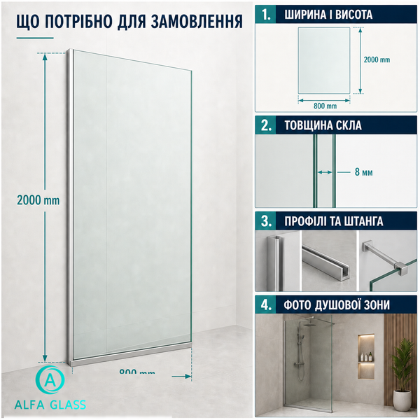 Скло для душової перегородки на заміну AG-GLASS-005 фото