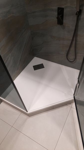 Поддон белого цвета с искусственного камня 90*90 пятиугольный W-9090.3 фото