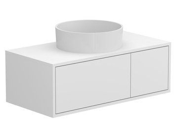 Тумба підвісна CLOUD 900 МДФ фарбований Білий 0300n, soft-touch з умивальником BERGAMO MIRAGGIO 19378 фото