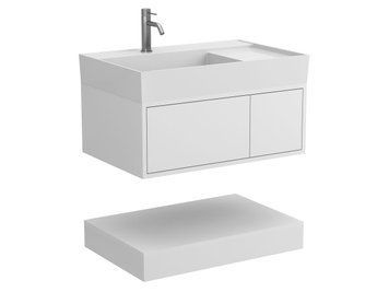 Тумба підвісна DUO МДФ фарбований Білий 0300n, soft-touch з умивальником SOUL 800 19152 фото