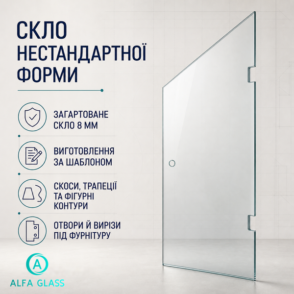 Скло нестандартної форми для душової кабіни AG-GLASS-008 фото