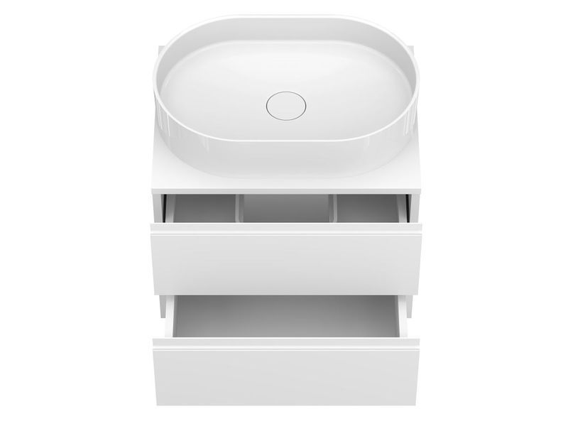 Тумба підвісна MONO 600 МДФ фарбований Білий 0300n, soft-touch з умивальником KIRA MIRAGGIO 18102 фото