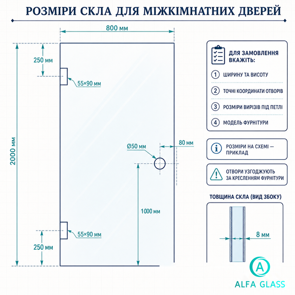 Загартоване скло для міжкімнатних дверей AG-GLASS-009 фото