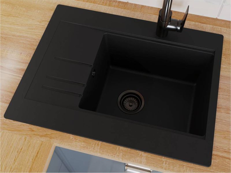 Кухонна мийка BODRUM 650 black shine Miraggio 15195 фото