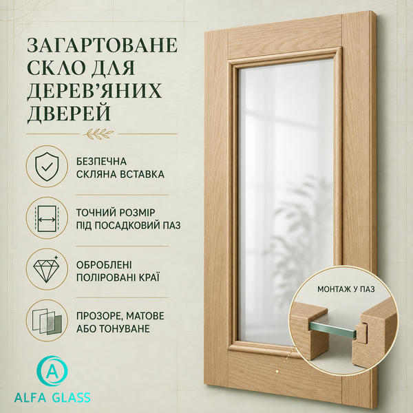Закалённое стекло для деревянных дверей AG-GLASS-011 фото