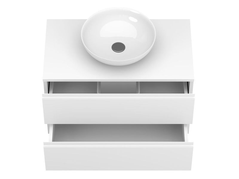 Тумба підвісна MONO 800 МДФ фарбований Білий 0300n, soft-touch з умивальником TOBI MIRAGGIO 18146 фото