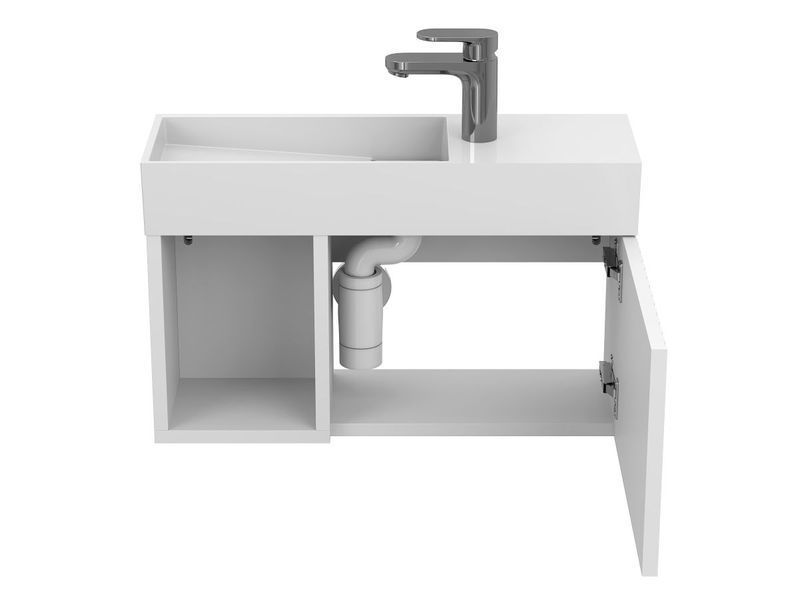 Тумба підвісна AURA МДФ фарбований Білий 0300n, soft-touch з умивальником TONI 650 17969 фото