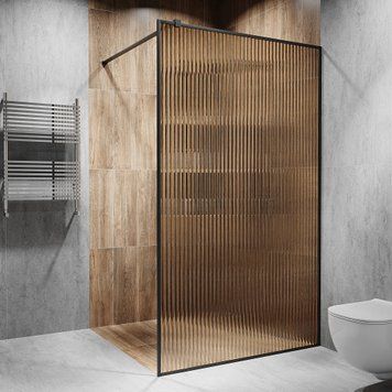 Флутс душевая перегородка 2000х900мм. стекло: бронза, цвет фурнитуры: Black - Чорна матова Model-AF.66 фото