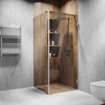 Кутова душова з розпашними дверима 2000х650х1100мм. скло: Бронза, Без матування, колір фурнітури: PSS - полірована Model-D.1104 фото