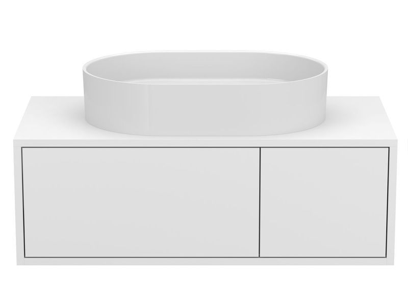 Тумба підвісна CLOUD 900 МДФ фарбований Білий 0300n, soft-touch з умивальником KIRA MIRAGGIO 19379 фото