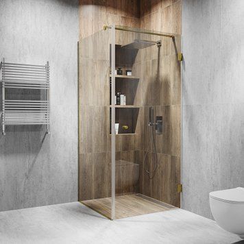 Кутова душова з розпашними дверима 2000х600х900мм. скло: прозоре, Без матування, колір фурнітури: Gold - Золото поліроване Model-D.148 фото