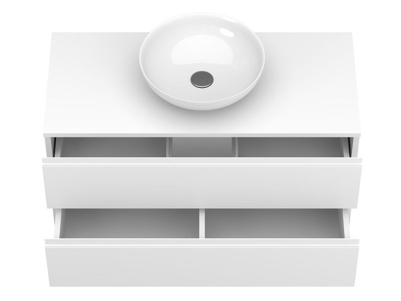 Тумба подвесная MONO 1000 МДФ окрашенный Белый 0300n, soft-touch с умывальником TOBI 18155 фото
