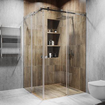Угловая раздвижная душевая с двумя дверьми 2000х1150х900мм. стекло: прозоре, без матування, цвет фурнитуры: SSS - матова Model-B.4692 фото