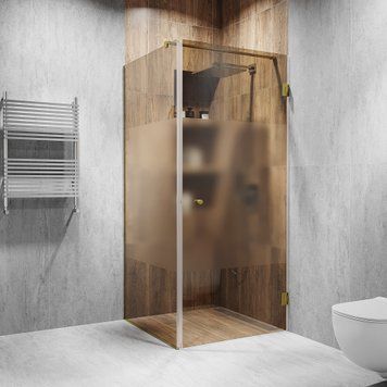 Кутова душова з розпашними дверима 2000х900х850мм. скло: Бронза, інтим зона, колір фурнітури: Gold - Золото поліроване Model-D.4020 фото