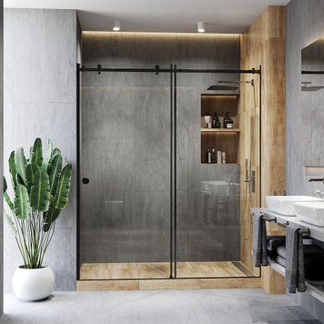 Розсувні душові двері 2000х1500 мм Скло Прозоре, Без матування, фурнітура Black - Чорна матова Model-G.0579 фото