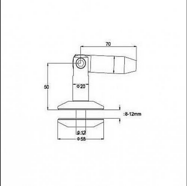 Фурнітура для козирків OF-Q-2 ШАРНІР ШТАНГА/СКЛО (нержавійка) OF-Q-2 фото